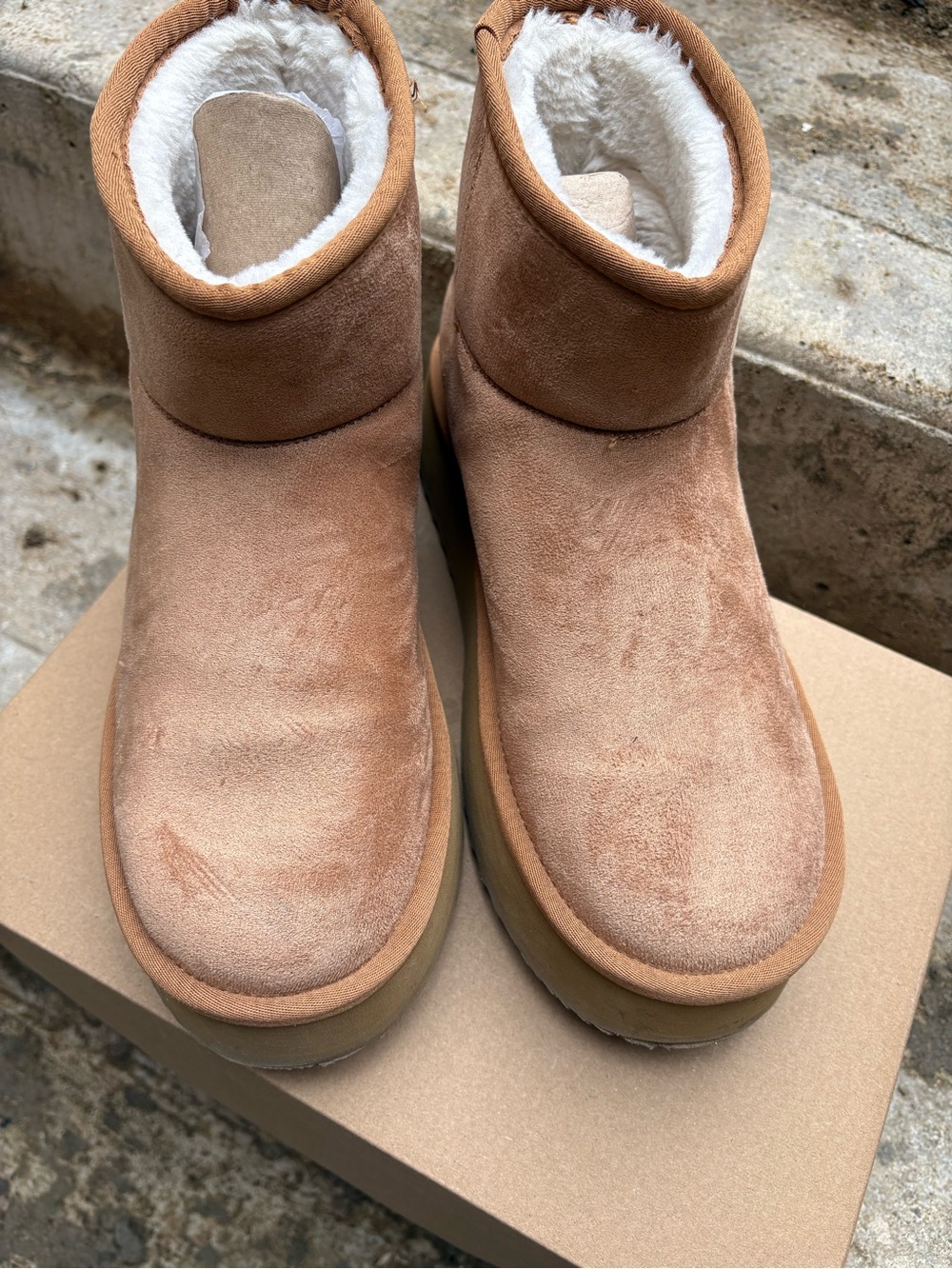 Steve Madden Suede Lined Ankle Boots in Chestnut Brown